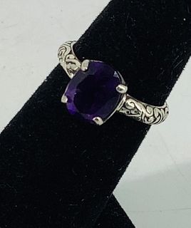 Sterling and Amethyst Stone Ring