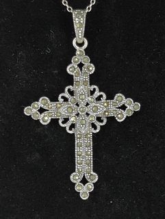 Sterling Silver & Marcasite Cross Pendant