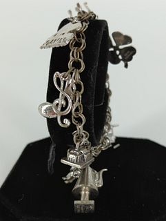 Sterling Silver Charm Bracelet w/Charms