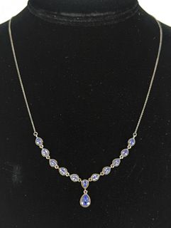 Sterling Necklace with Tanzanite Gemstones