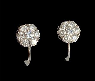White Gold & Diamond Screw-Back Earrings By Jabel
