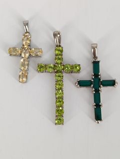 Three Sterling Silver Cross Pendants