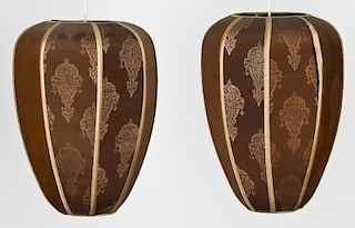 Two Raj Pendant Textile Lamps