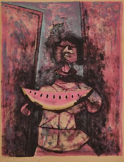 Rufino Tamayo Color Lithograph "Mujer con Sandia"