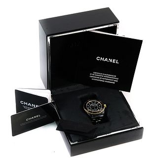 Chanel J12 Black Ceramic YG Diamond Watch