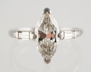 1.5 CT Marquise Diamond Platinum Ring