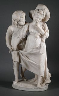 French Sculpture of Two Young Children