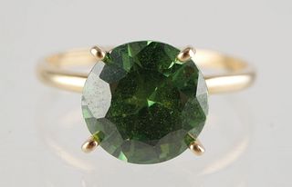 14k Solitaire Cut Emerald Ring Size 6.25