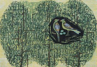 TAMAMI SHIMA, Color Woodblock Print, 1966