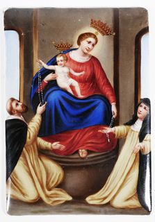 Our Lady of the Rosary Porcelain Plaque