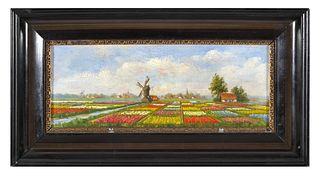 VOS, Dutch Tulip Fields, Oil on Panel