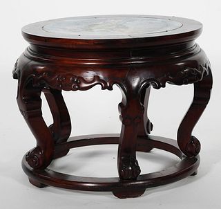 Chinese Rosewood Cloisonne Stool