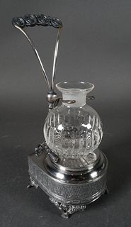 1880s Victorian Silver Perfume Bottle Holder