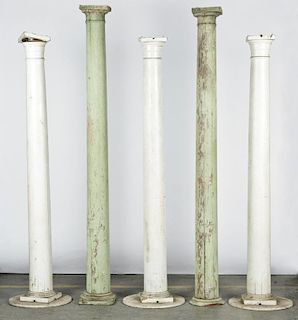 5 Reclaimed Architectural Painted Wood Columns
