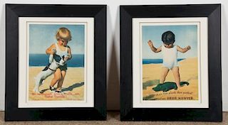 Pair of Framed Vintage 1930's French Advertisements