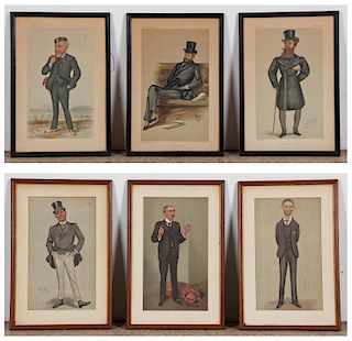 Set of 6 Framed Vanity Fair Caricature Portraits