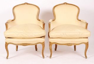 A Pair Of Louis XV Style Bergere Chairs