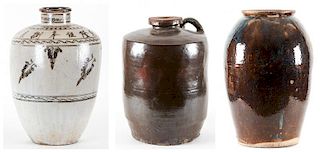 3 Large Chinese Glazed Ceramic Vessels