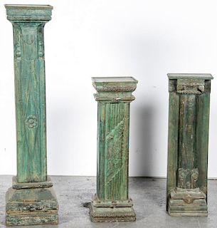 Group of 3 Painted Wood Column Form Pedestals
