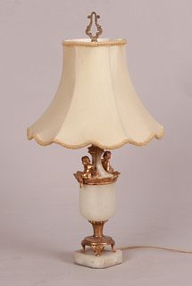 A Gilt Bronze and Alabaster Lamp