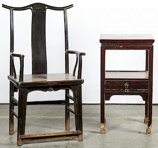 Antique Chinese Armchair and Side Table