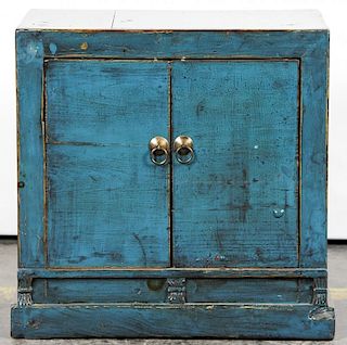 Antique Chinese Blue Lacquer Cabinet