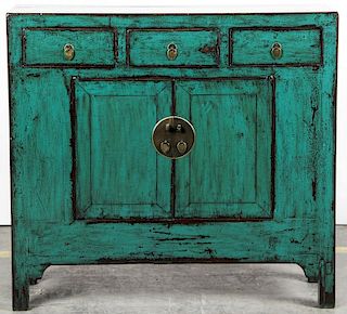 Chinese Green Lacquer Cabinet