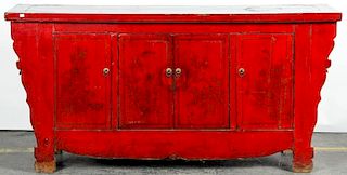 Chinese Red Lacquer Sideboard Cabinet