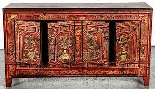 Chinese Lacquer and Paint Decorated Cabinet