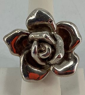 Puffed Sterling Silver Flower Ring