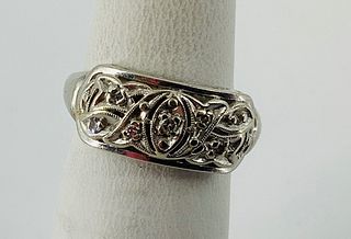 Vintage 14kt White Gold & Diamond Ring