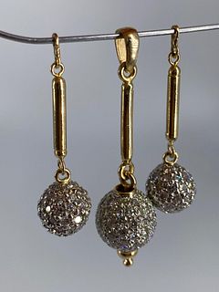 14kt Dual Tone Diamond Bead Jewelry Set