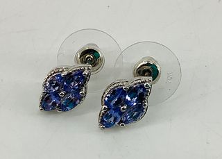 Tanzanite Gemstone Cluster Earrings
