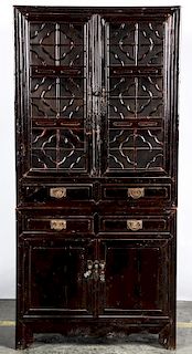 Chinese Black Lacquer Tall Cabinet