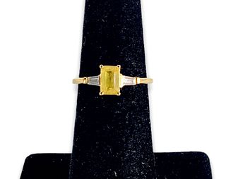 Yellow Sapphire & Zircon Stone Ring