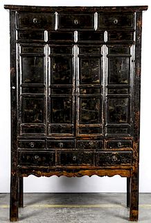 Antique Chinese Black Lacquer Cabinet