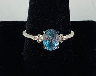 Topaz and Diamond Ring on Sterling Silver