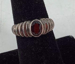 Sterling Silver & Garnet Ring