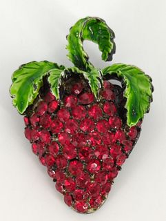 Vintage Crystal Strawberry Pin