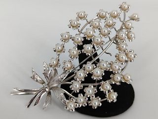 Vintage Silver & Pearl Pin / Pendant