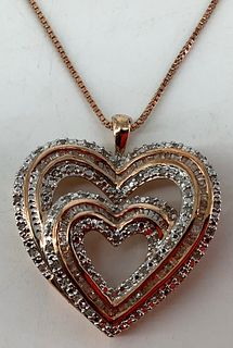 Rose Gold Plated Necklace With A Diamond Pendant