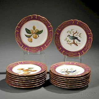 Sixteen Hand-painted Paris Porcelain Plates