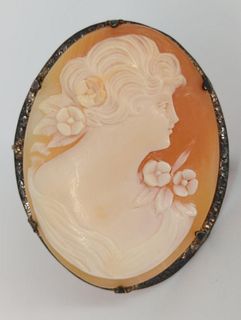 Hand-Carved Shell Cameo Pin
