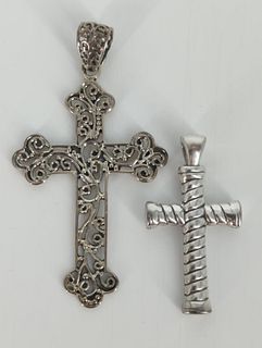 Two Sterling Silver Cross Pendants