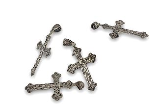 Four New-Old-Stock Sterling Silver Cross Pendants