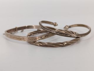 Three Sterling Silver Bracelets