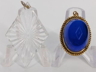 Two Converted Heisey Glass Pendants