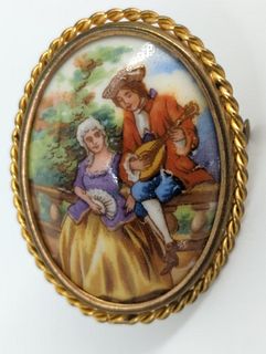 Painted Porcelain Courtship Pendant