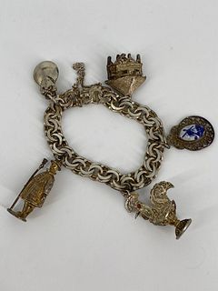 Vintage SterlingSilver Charm Bracelet With Sterling Charms