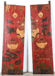 Pair of Painted Chinese Doors